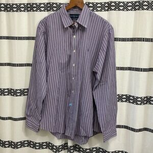 Ralph Lauren Mens XL Custom Fit Striped Purple Long Sleeve Button Down Shirt